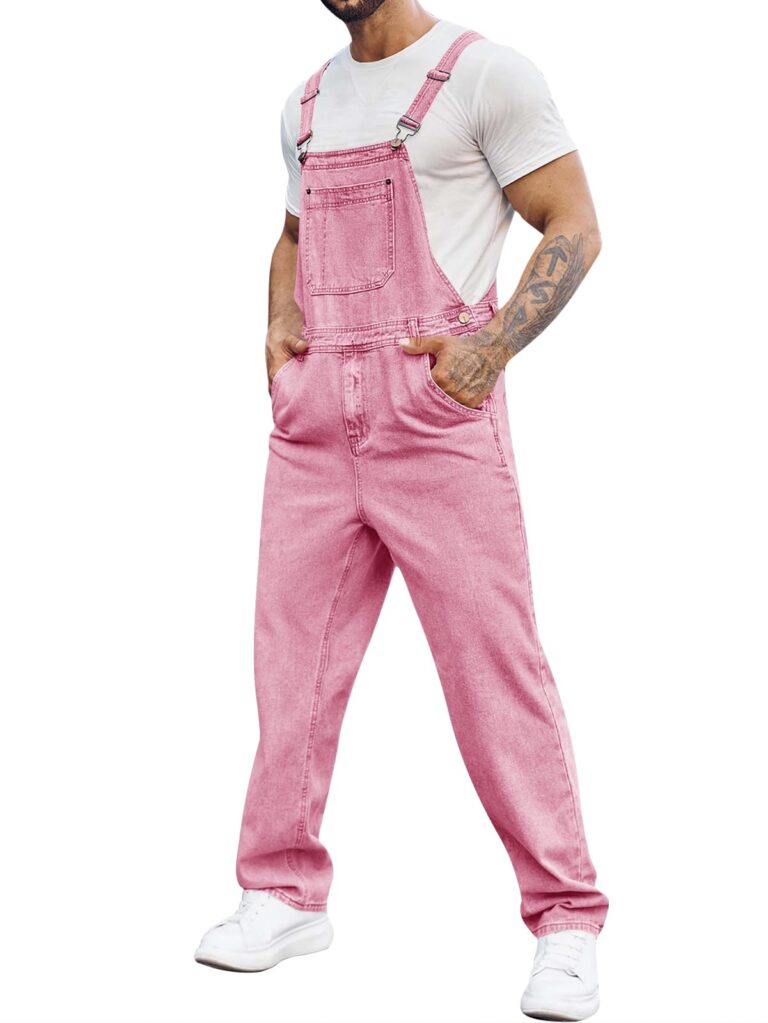 Runcati Salopette Uomo Denim Slim Fit con Bretelle Regolabili