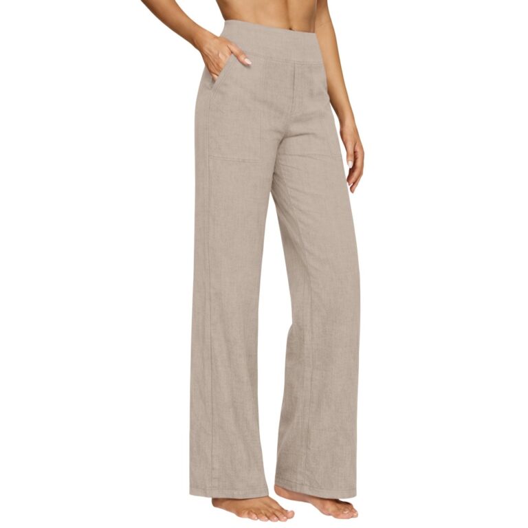 Pantaloni Donna Estivi in Cotone e Lino a Vita Alta