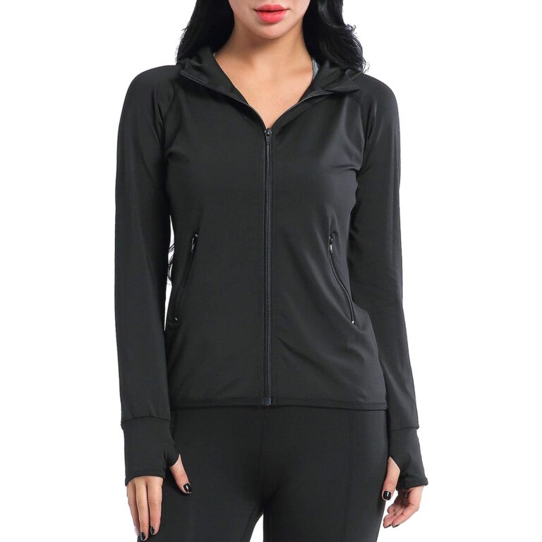 AMZSPORT Felpa Donna con Zip e Cappuccio, Giacca Running