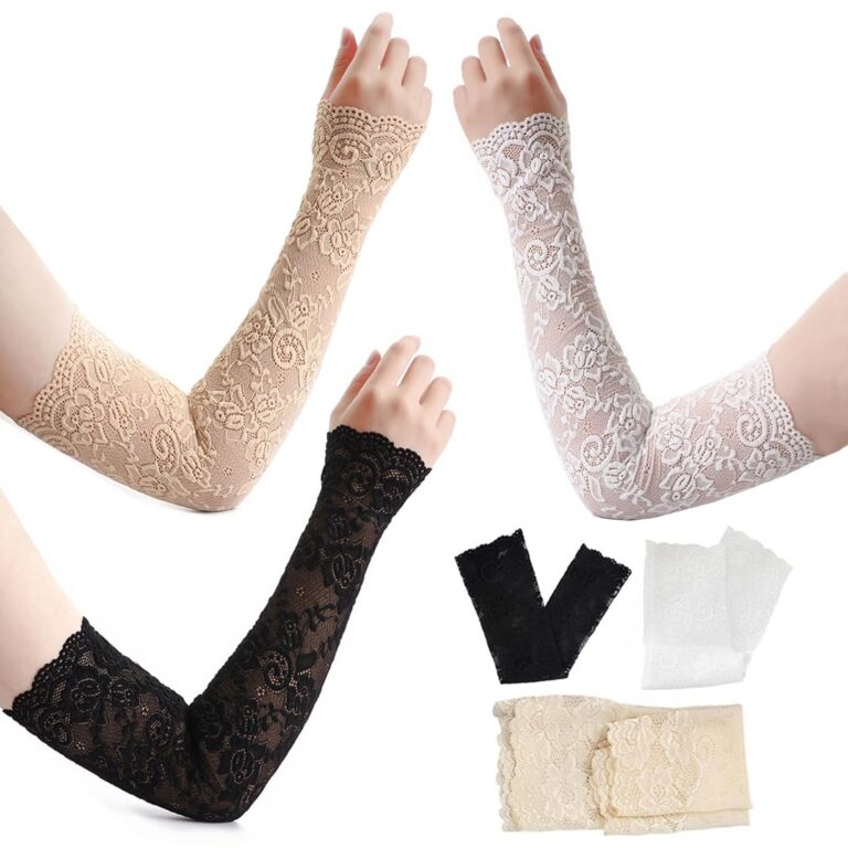 GXGM Maniche scaldamuscoli in pizzo da donna, 3 paia