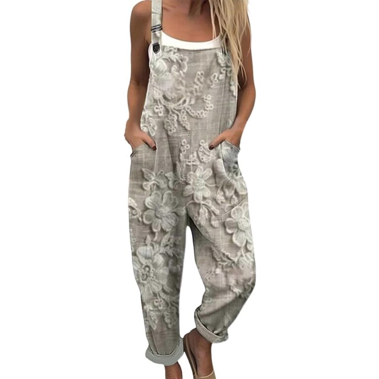 Chanpning Salopette Donna Estiva Lunga Curvy con Stampa