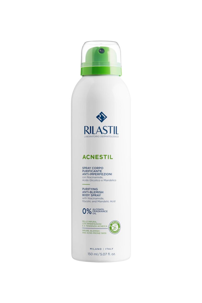 Rilastil Acnestil Spray Corpo Purificante e Anti-imperfezioni, Sebonormalizzante, Lenitivo con Niacinamide, Acido Glicolico e Acido Mandelico, 150 ml