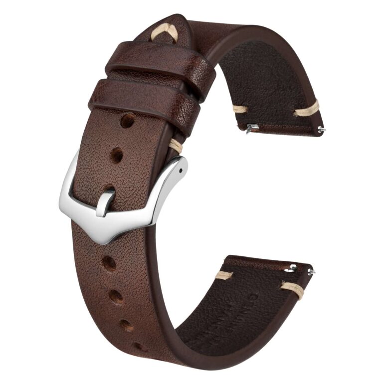 Bisonstrap Cinturino in Pelle Cucito a Mano con Sgancio Rapido