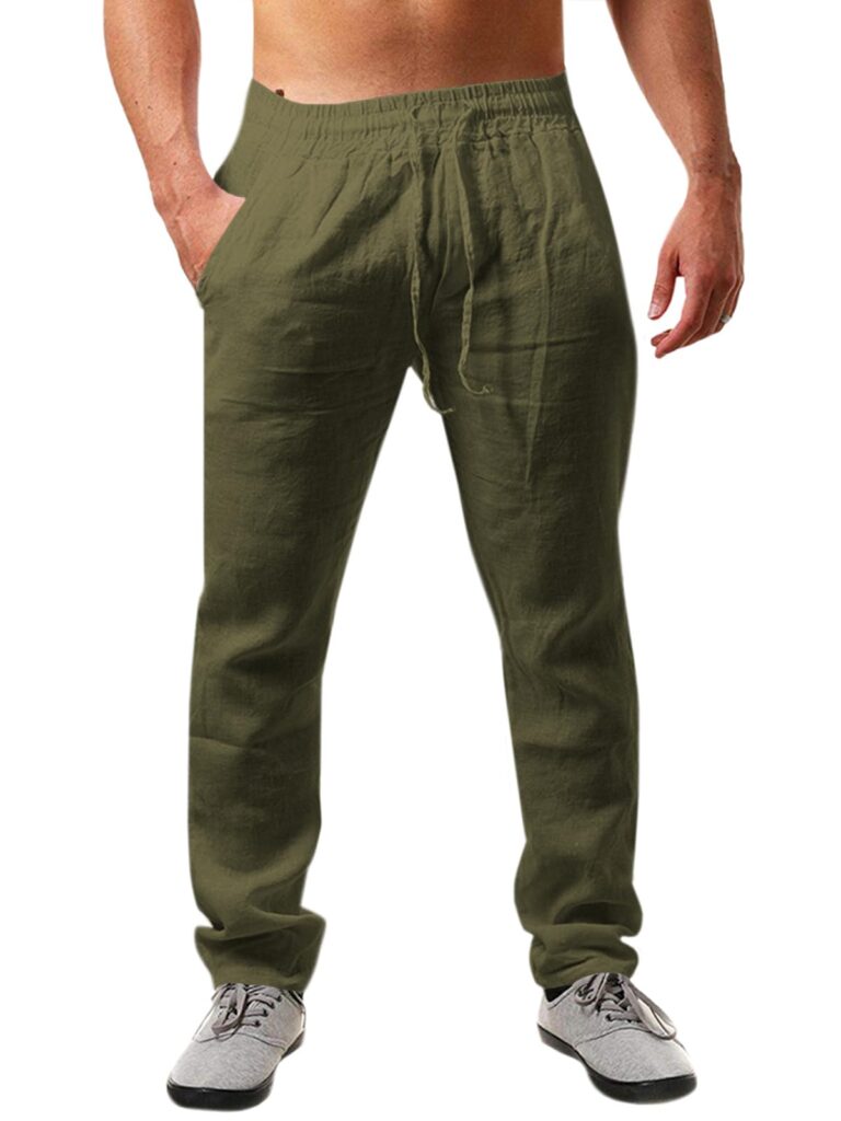 Runcati Pantaloni Uomo in Lino Larghi con Coulisse