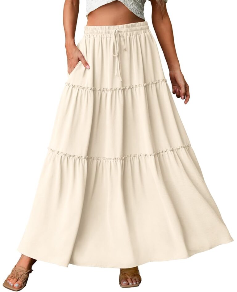 Genfien Gonna lunga maxi a vita alta con tasche, linea A