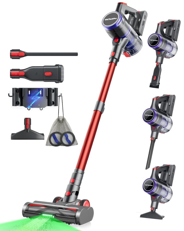 VACTechPro 55KPa/600W/70Min Aspirapolvere Senza Fili, 1.6L Scopa Elettrica Senza Fili Super Silenzioso, GreenSight™ Aspira...