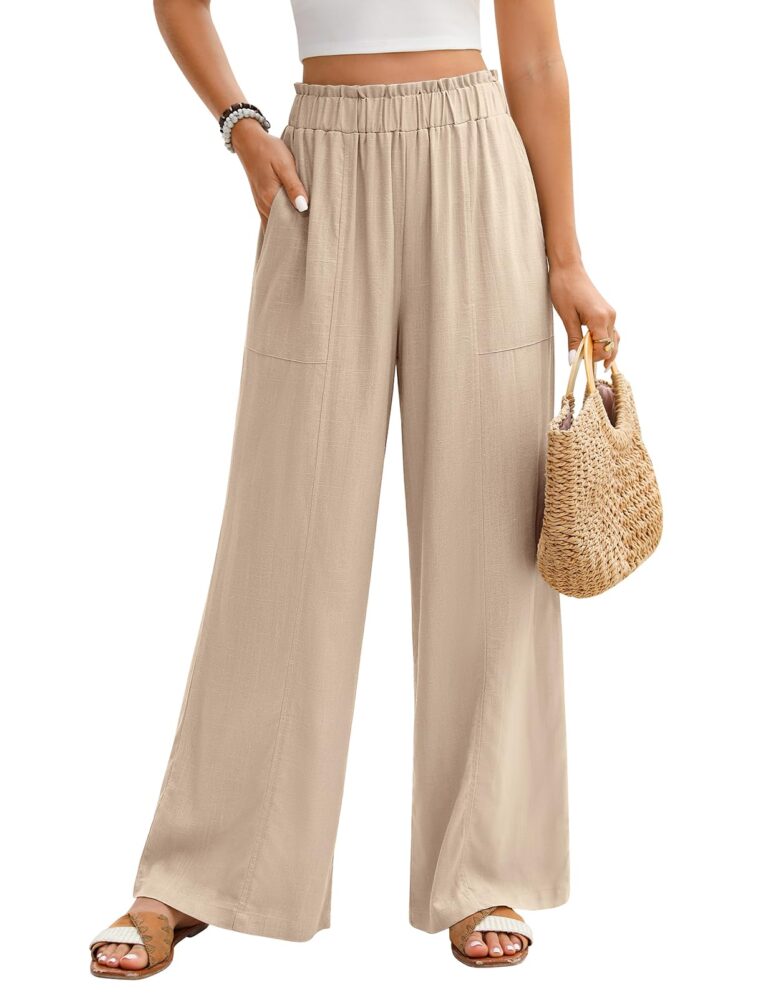 Pasuda pantaloni donna in lino estivi a vita alta