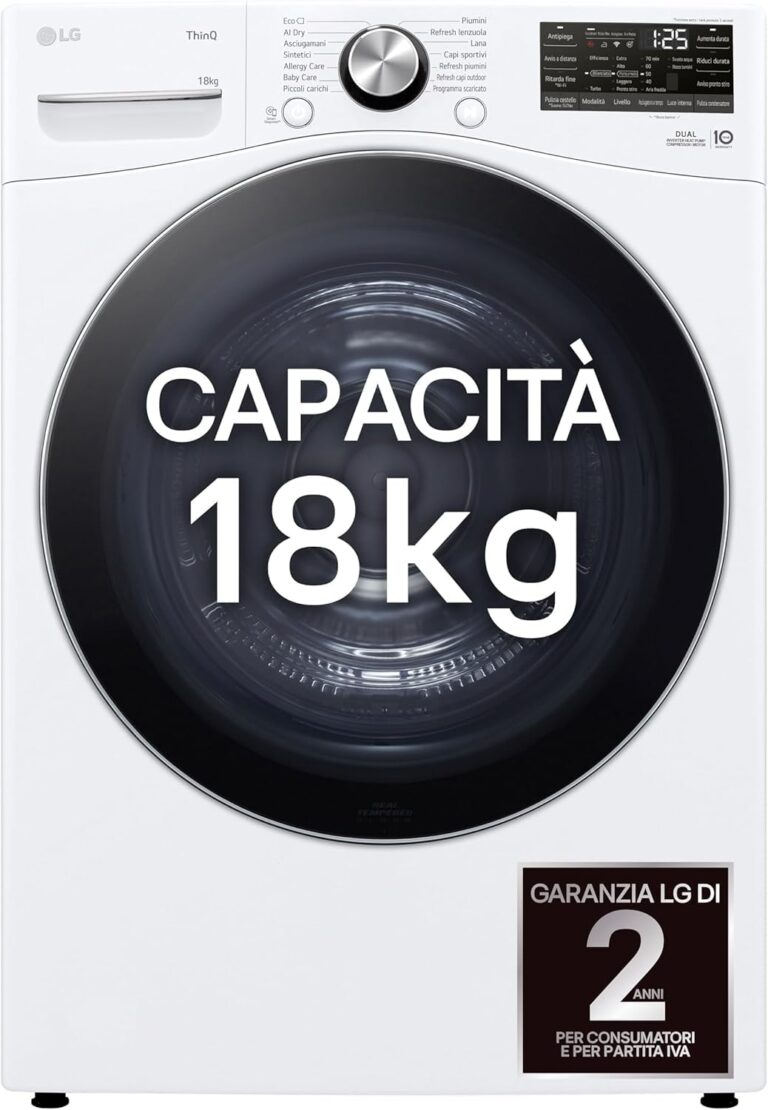 LG Asciugatrice Smart 18 kg Classe A+++ Pompa di Calore DUAL Inverter