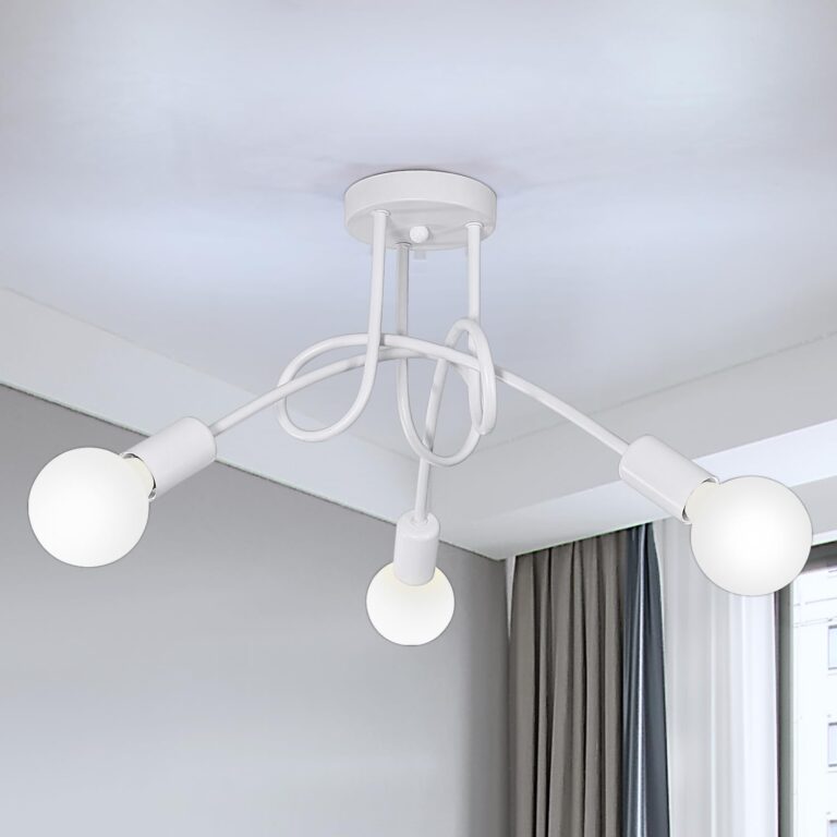 Toolight Lampadario Industriale Bianco E27, Plafoniera Vintage a 3-Luci, Lampadario Retrò Camera da Letto per Soggiorno Sa...