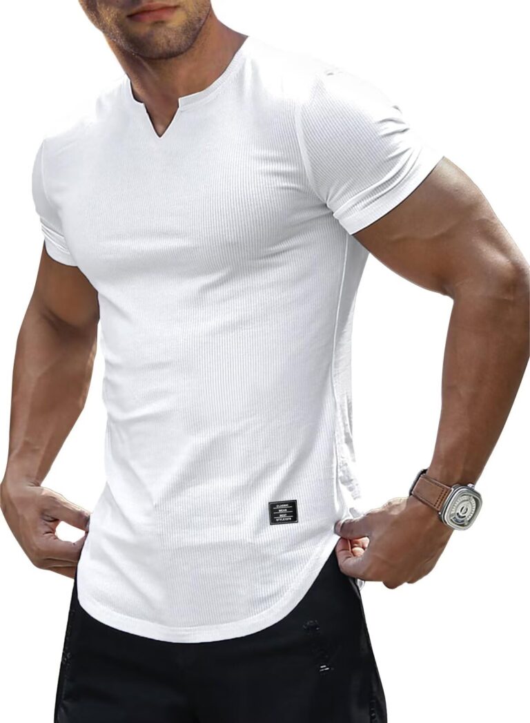 Meilicloth Maglietta Uomo Slim Fit Scollo a V Manica Corta