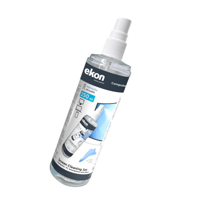 Ekon Kit Pulizia Schermi Spray 250ml con Panno Microfibra