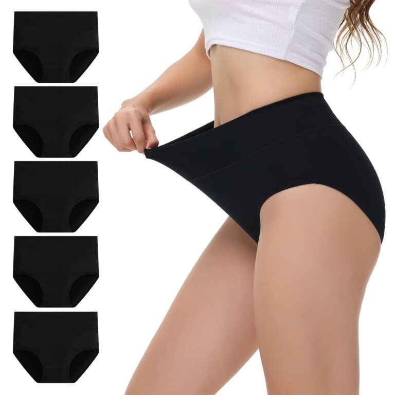 NUOZA Mutande donna cotone vita alta, slip pacco da 5 contenitivi