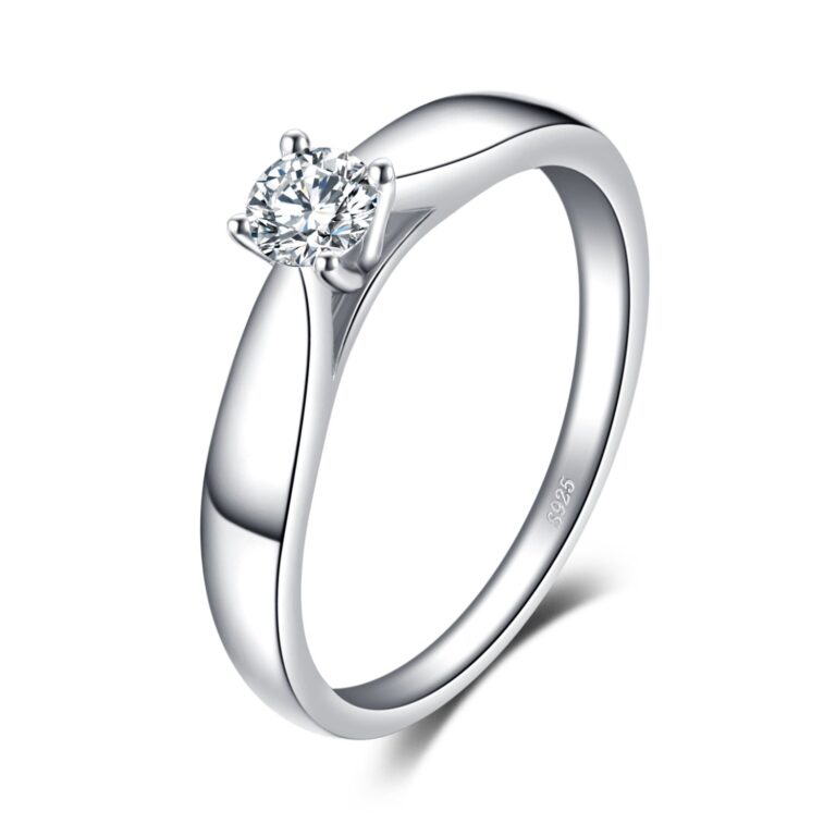 JewelryPalace Anello solitario in argento 925 tre ori con diamante simulato
