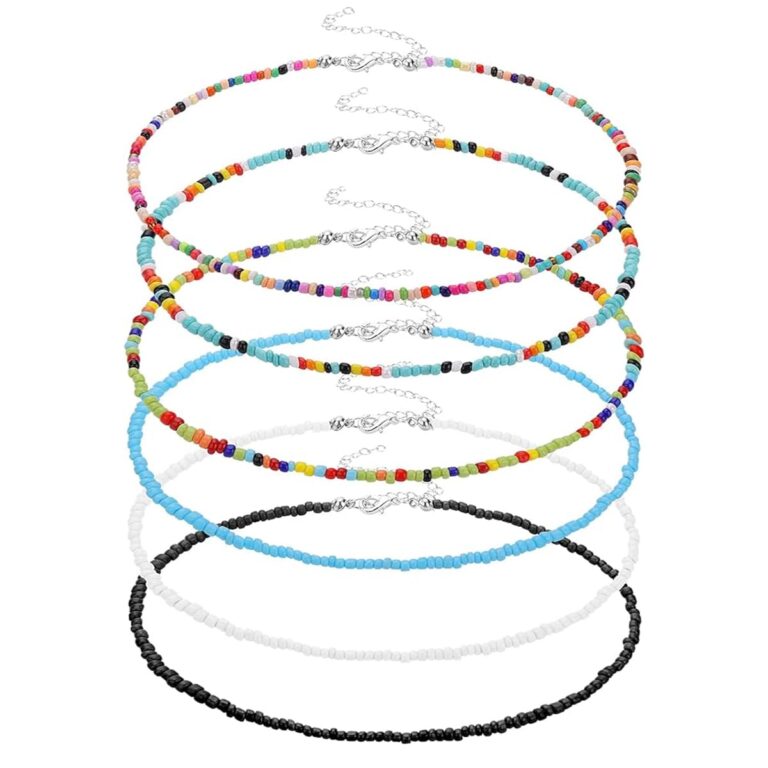 Visxcnu 6 collane di perline colorate boho + bracciali (set)