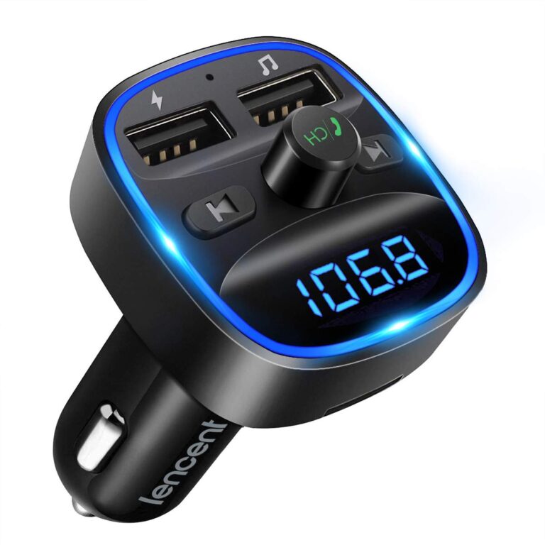 LENCENT Trasmettitore FM Bluetooth per Auto con Doppia USB e Vivavoce