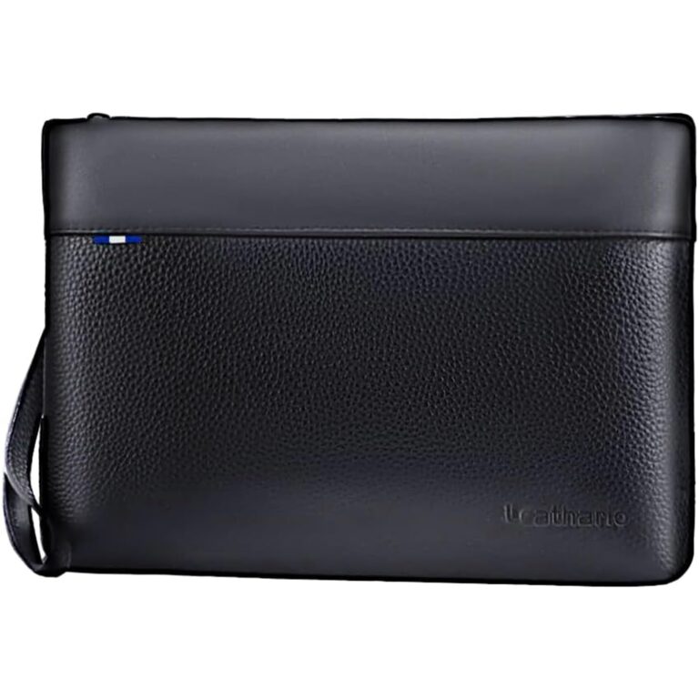 Leathario pochette da polso in vera pelle con tasca carte