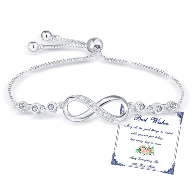 Esmoly Bracciale Donna Infinito e Cuore in Argento Regolabile
