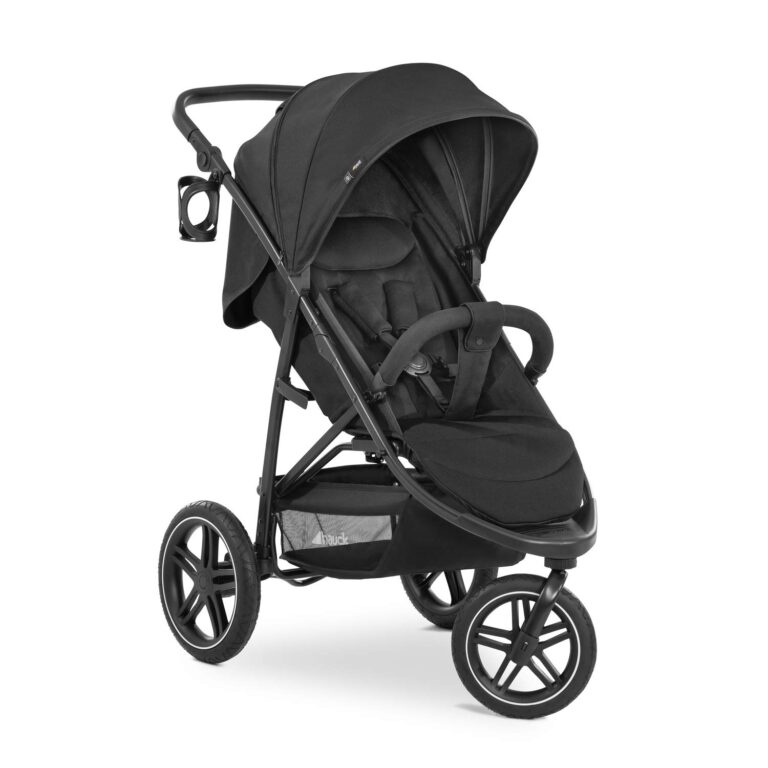 hauck Rapid 3R, Nero - Passeggino 3 Ruote di Gomma dalla Nascita fino a 22 kg, Schienale Reclinabile, Maniglione Regolabil...