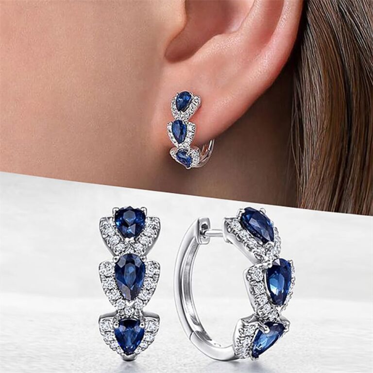 Orecchini a cerchio con zirconia cubica a pera, multicolore
