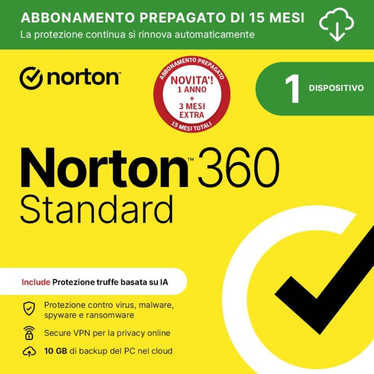Norton 360 Standard 2026 – 1 Dispositivo, 15 Mesi