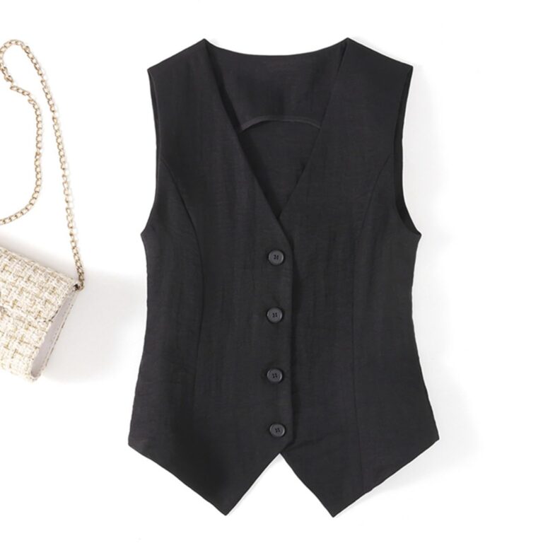 Gilet da Donna Elegante in Lino e Cotone con Scollo a V