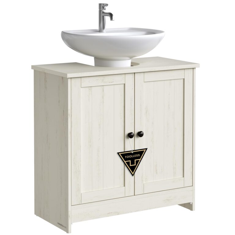 SONGMICS HOME Mobile Sottolavabo da Bagno, Montaggio Rapido Senza Attrezzi Toolless, Mobiletto con Ripiano Regolabile per ...