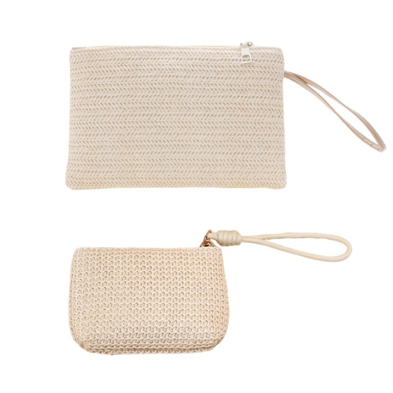 Pochette Donna in Paglia Bohémien Set 2 Pezzi