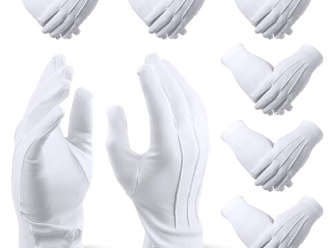 6 paia di guanti bianchi con cuciture decorative per cerimonie ed eventi