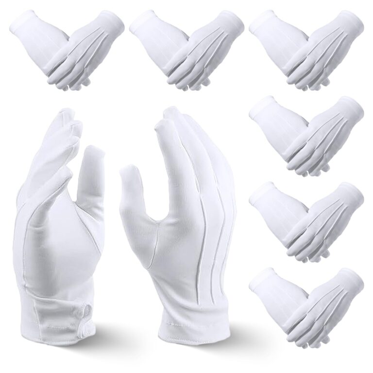 6 paia di guanti bianchi con cuciture decorative per cerimonie ed eventi