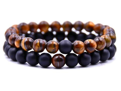 DAC Bracciale Uomo con Pietre Naturali Chakra – Set 2 Pezzi