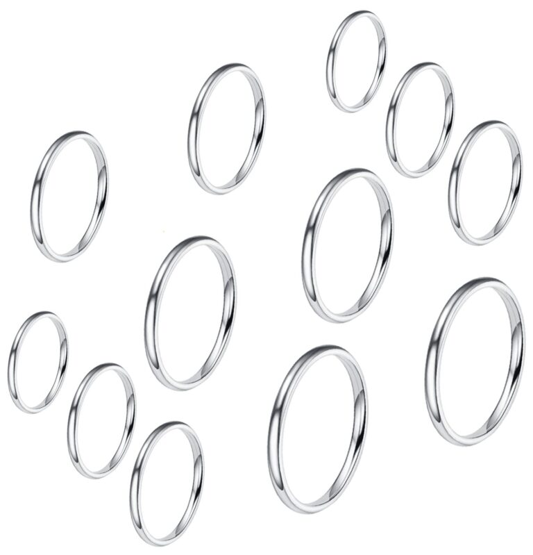 VELESAY set 12 anelli acciaio inox impilabili knuckle