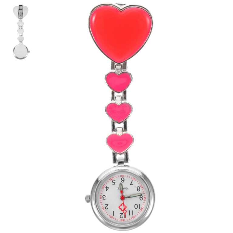 SOLUSTRE Orologio da infermiera da tasca luminoso con cuori rosa