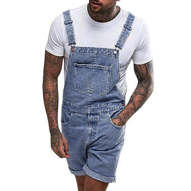 Salopette Corta Uomo in Jeans Leggera e Traspirante per Tempo Libero