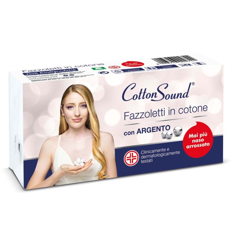 Cotton Sound Argento fazzoletti cotone con microparticelle d'argento 6 pack
