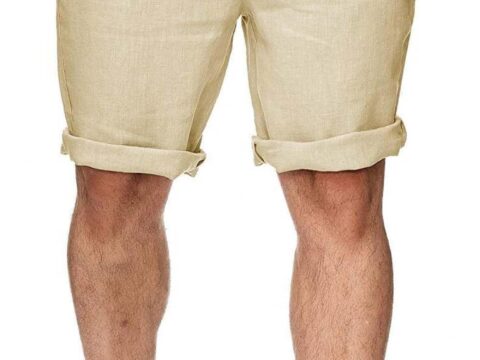 Runcati Pantaloncini Uomo in Lino Estivi Leggeri con Elastico e Tasche