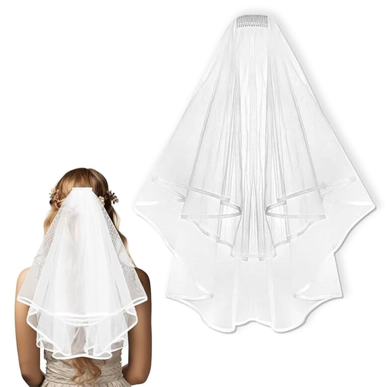 Velo da sposa corto in tulle bianco con pettine per addio al nubilato