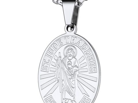 FaithHeart Collana Uomo Medaglia San Giuda Taddeo in Acciaio Inox 316L