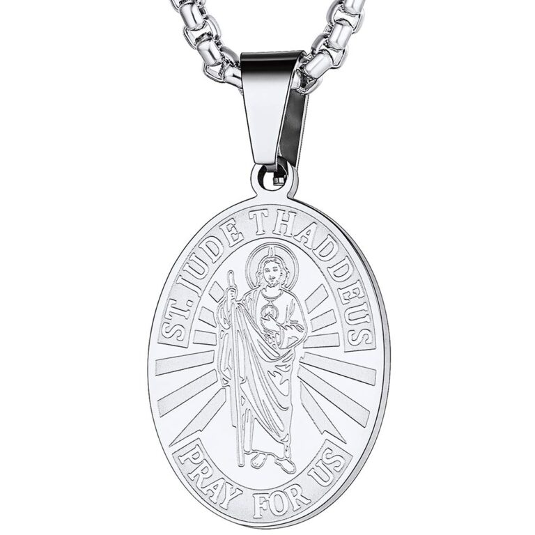 FaithHeart Collana Uomo Medaglia San Giuda Taddeo in Acciaio Inox 316L