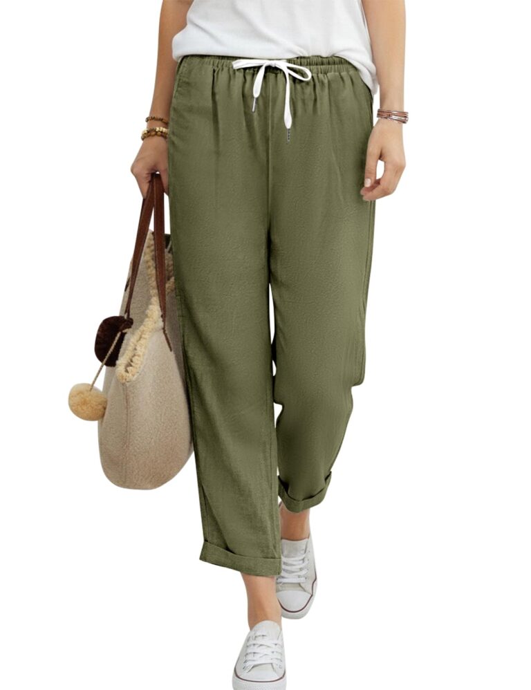 PASUDA Pantaloni donna estivi 7/8 in cotone a gamba dritta