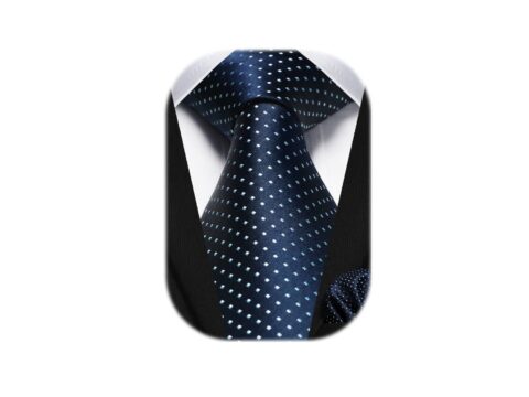 HISDERN Cravatta a Pois con Fazzoletto da Taschino – Set Elegante