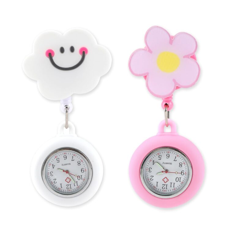 JUGNAW Orologio da Infermiere in Silicone 2 Pezzi con Badge Reel