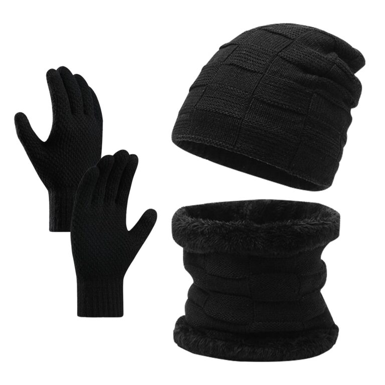 BSITSSS Set 3 Pezzi Invernale Unisex: Berretto, Scaldacollo e Guanti Elastici