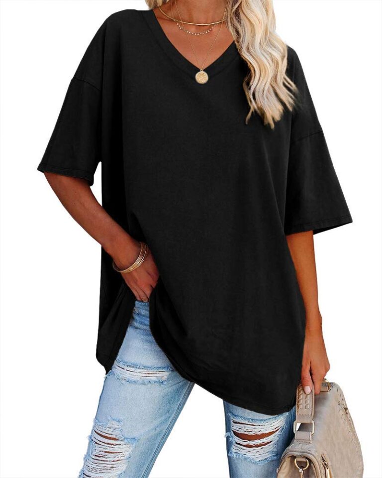 Ebifin Maglietta Oversize Donna Scollo a V Estiva