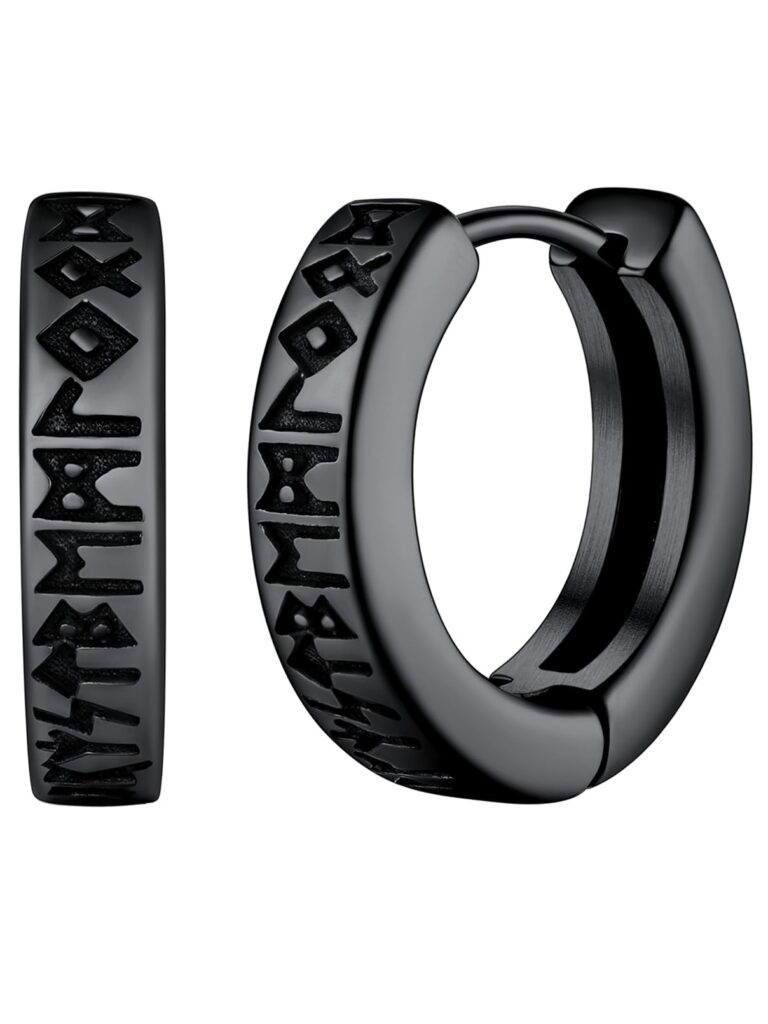 FaithHeart Orecchini Cerchio Rune Vichinghe Argento 925 Unisex