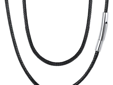 FaithHeart Collana Uomo Cordino in Pelle 2–3 mm Nero o Marrone Impermeabile