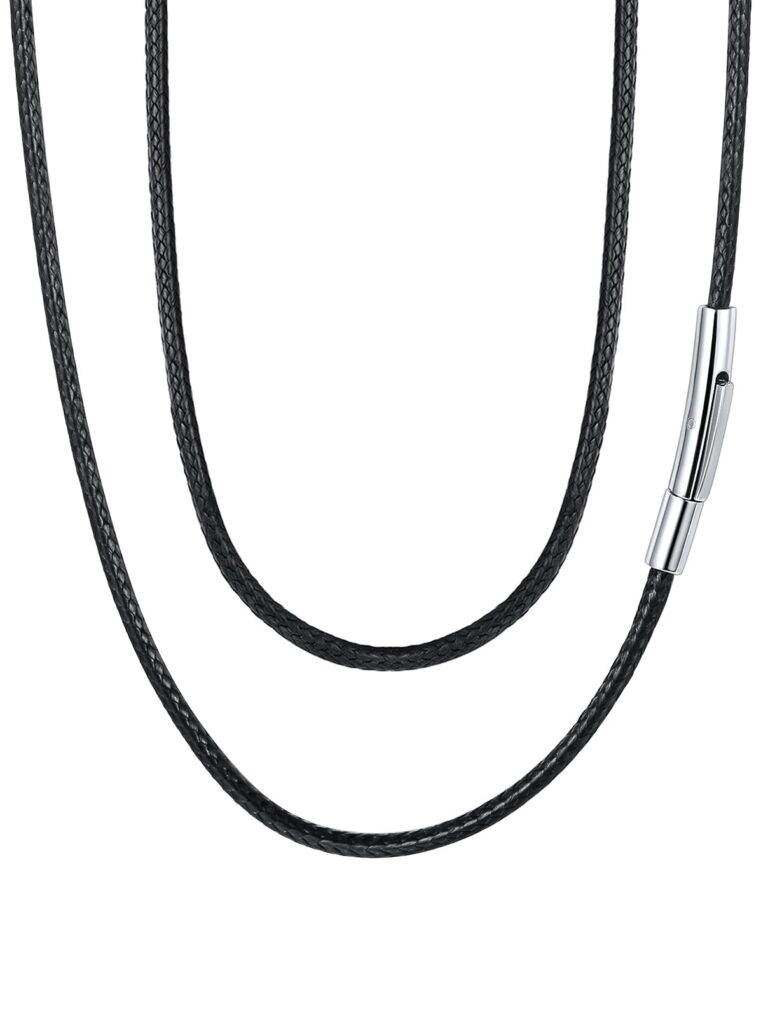 FaithHeart Collana Uomo Cordino in Pelle 2–3 mm Nero o Marrone Impermeabile