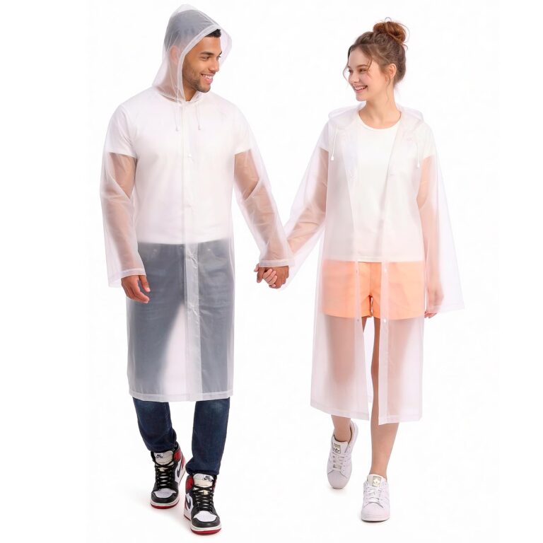 ZENO Poncho Pioggia Riutilizzabile con Cappuccio e Bottoni (2 pezzi)