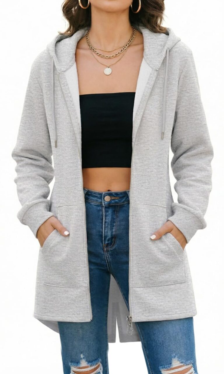 Tuopuda Cardigan Donna con Zip, Scollo a V e 2 Tasche