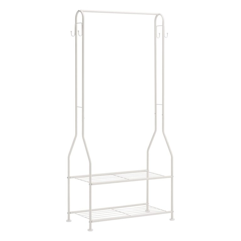 Amazon Basics Armadio con due ripiani inferiori, colore bianco, 67,9 x 35,5 x 149,8 cm