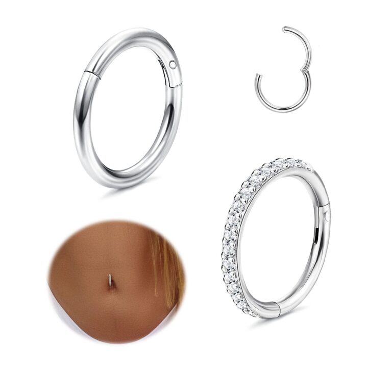 Diamday 2 Pezzi Piercing Ombelico 14G Acciaio Chirurgico con Ciondolo Farfalla, Cuore e Stella